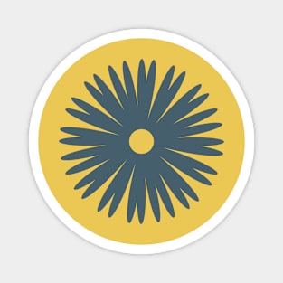 Flower 1, Minimalist Abstract Floral in Navy Blue and Mustard Yellow Magnet